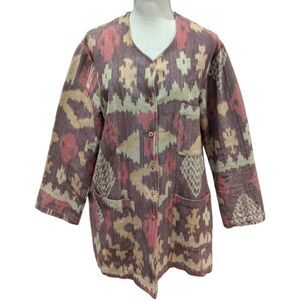 Laura & Kiran Southwest Aztec Tapestry Mauve Canvas Cotton Chore Jacket Size M/L
